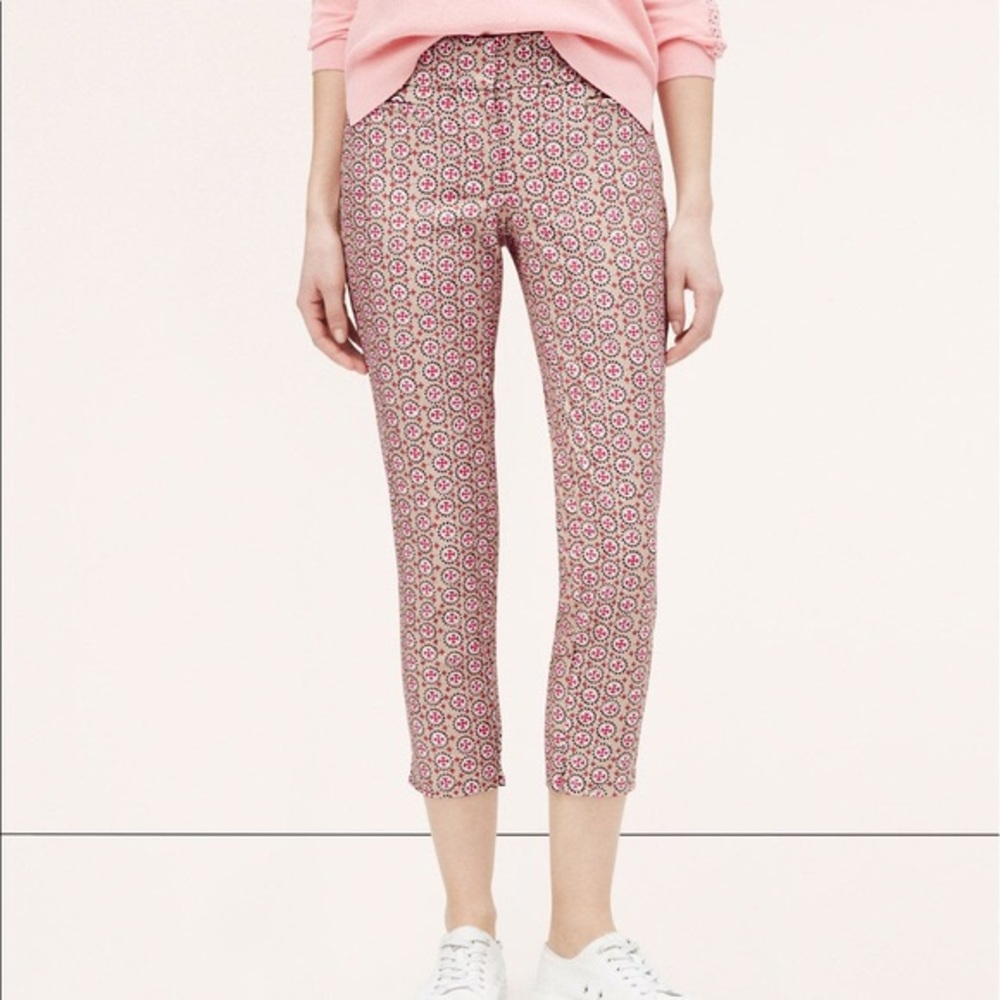 LOFT Pink Patterned Cropped Pants